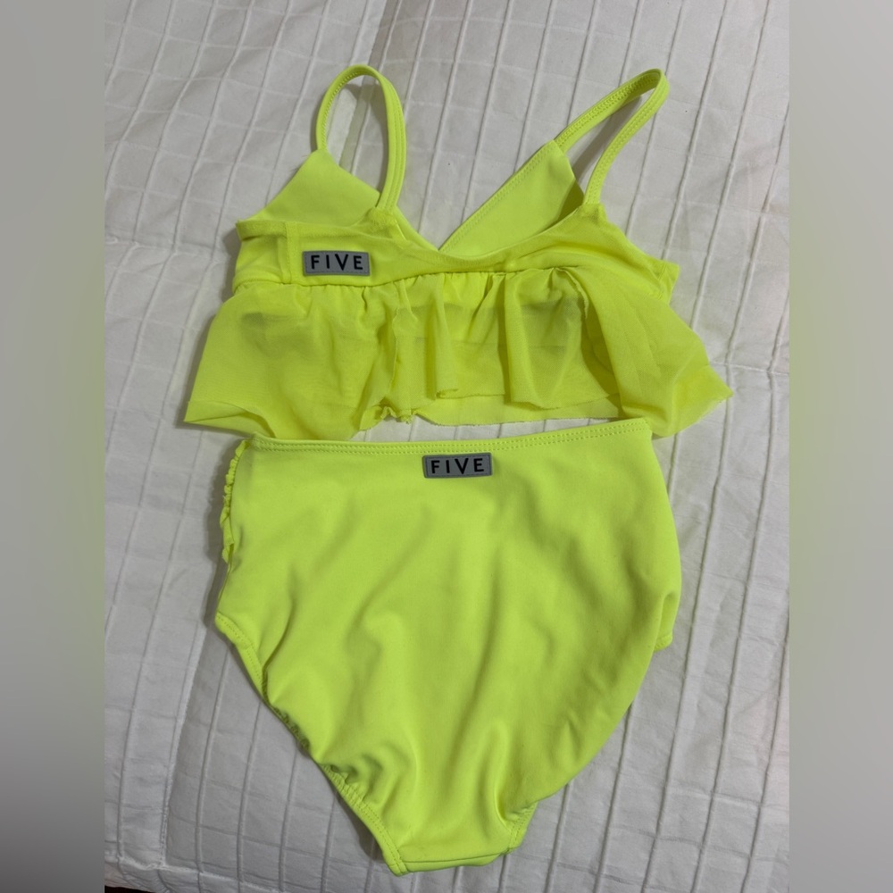 Five The Label dancewear Neon Yellow Ruffle Two-Piece Set - Picture 2 of 3